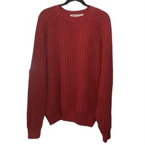 Vtg Britches Great Outdoors Red Chunky Cotton Knit Sweater XL Hong Kong Raglan
